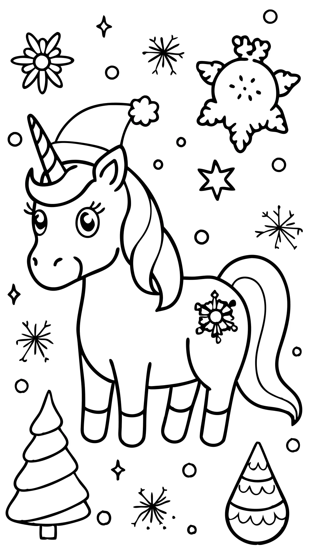 páginas para colorear de unicornio de Navidad